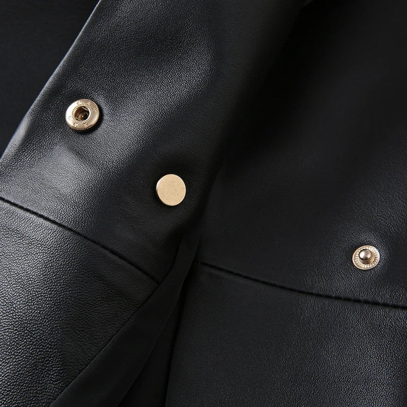 The 777 Luxury Black Leather Trenchcoat