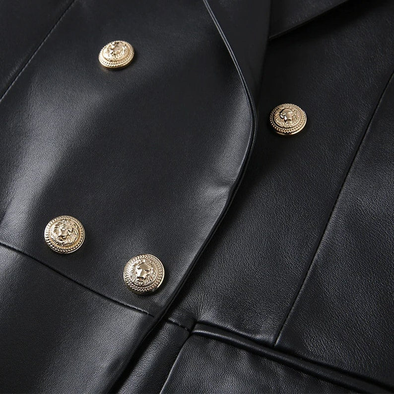 The 777 Luxury Black Leather Trenchcoat