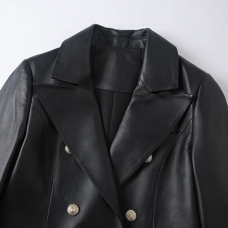 The 777 Luxury Black Leather Trenchcoat